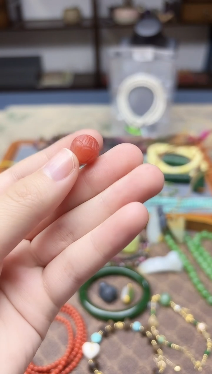 未镶嵌南红玛瑙挂件南红莲花珠配饰11mm+DN