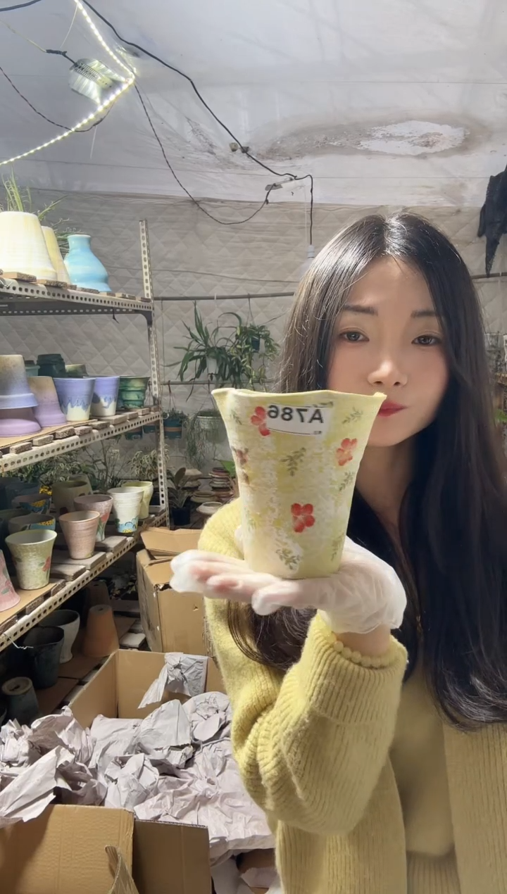无花朵晚**娘编号 786   景德镇手工手绘花盆