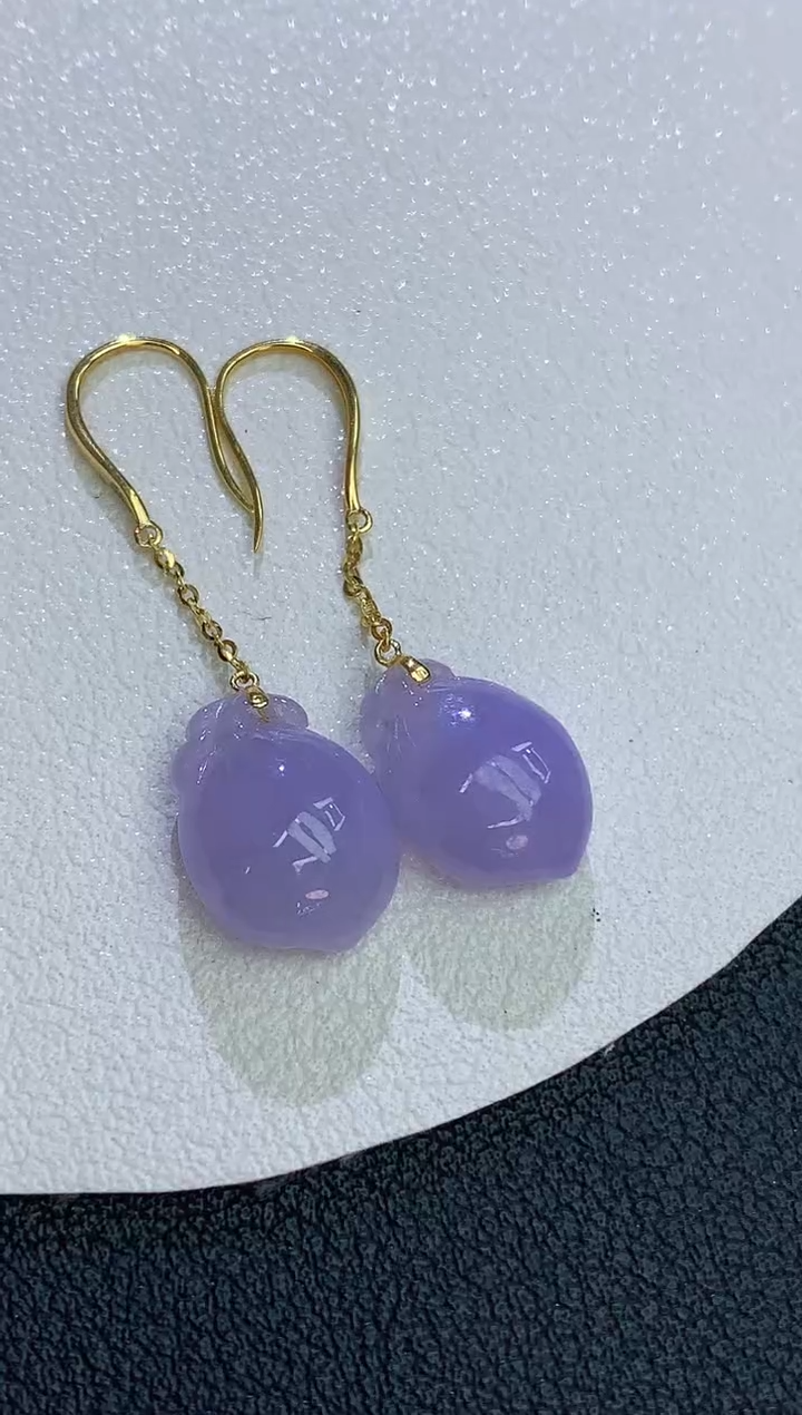 18K金镶嵌翡翠耳饰赠礼盒 麦麦