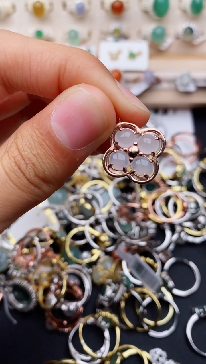 【闪购商品】翡翠戒指银S925镶嵌缅甸翡翠