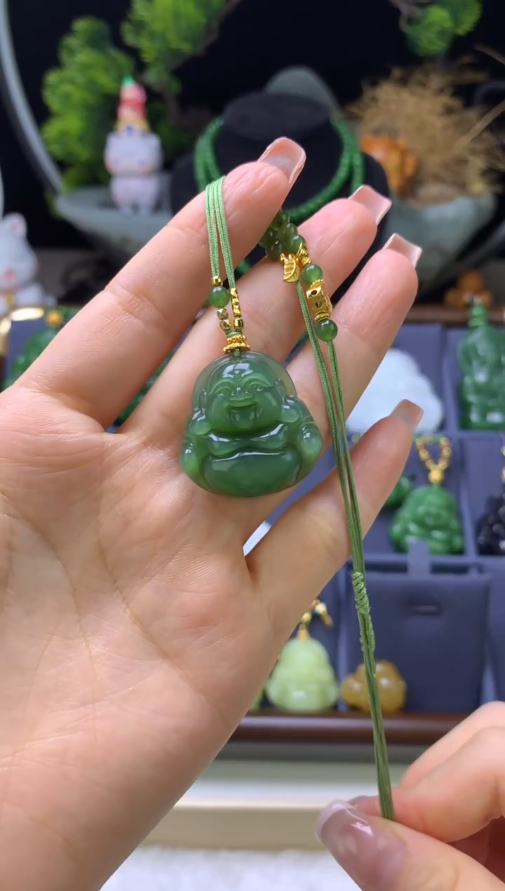 颈饰未镶嵌和田玉25碧玉猫眼佛公