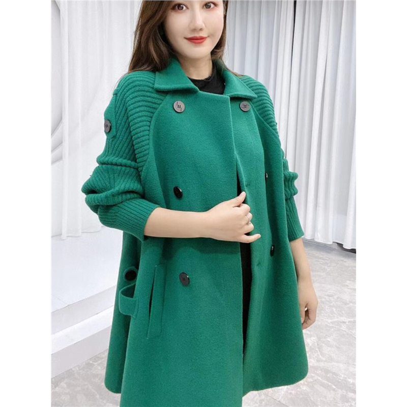 秋冬新款仿双面毛呢绒大衣女士中长款加厚韩版A字大码毛呢外套