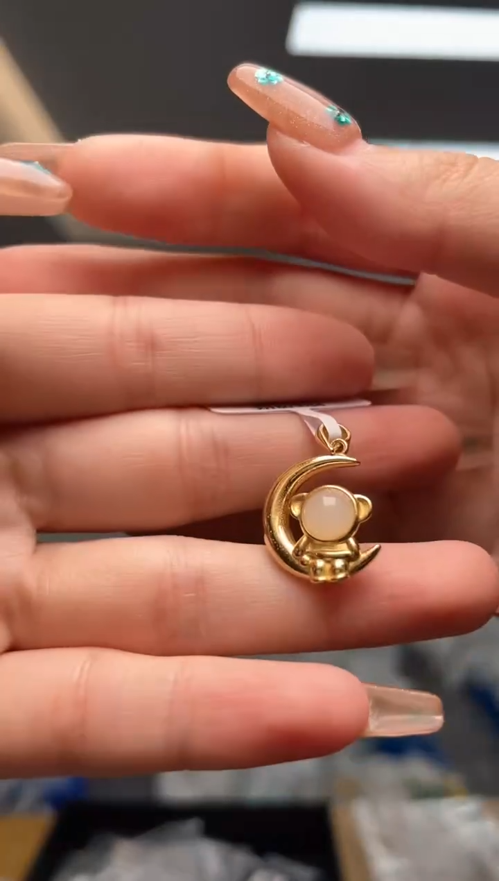 和田玉银S925镶嵌吊坠(不含链)（多样性单个发货）