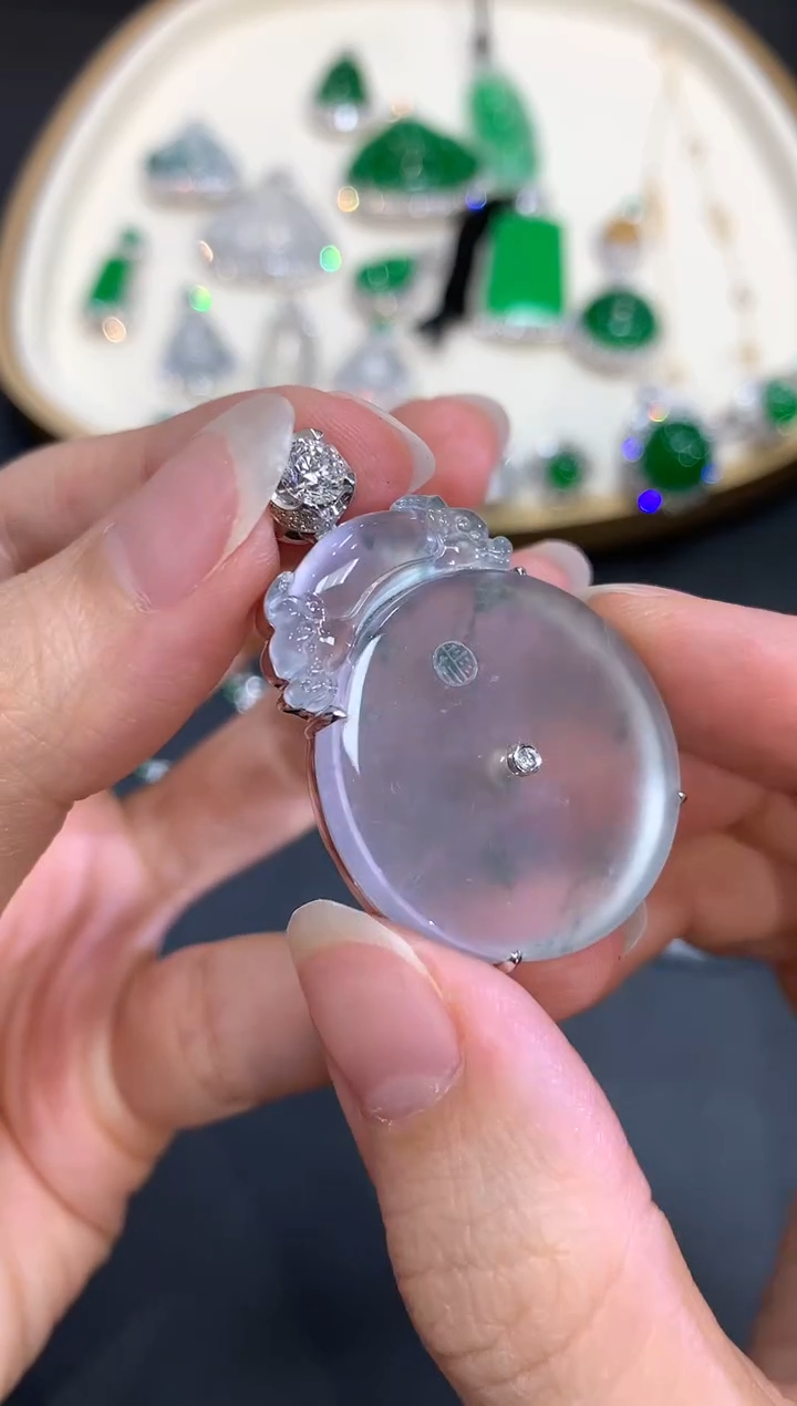 翡翠18K金镶嵌吊坠(不含链)S841|150000