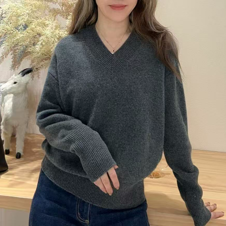 CENTERMERE【生万物】秋冬羊绒衫V领阔版舒适保暖C纯山羊绒针织衫女