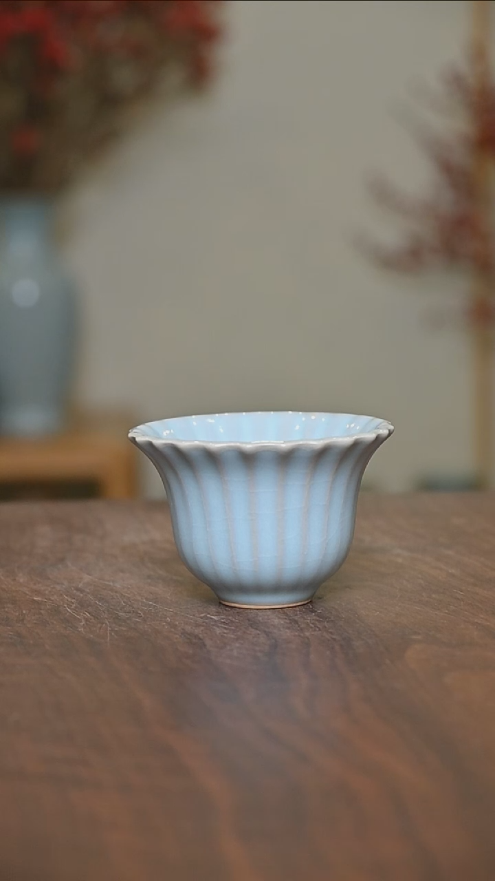 【闪购商品】其他微瑕天青釉朱家汝窑款青隽杯70毫升