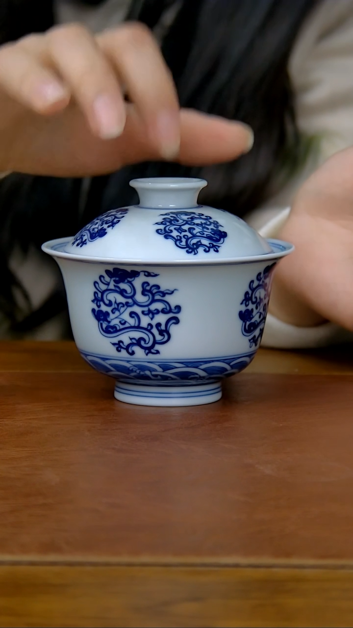 【闪购商品】夔龙两才盖碗（柴窑）