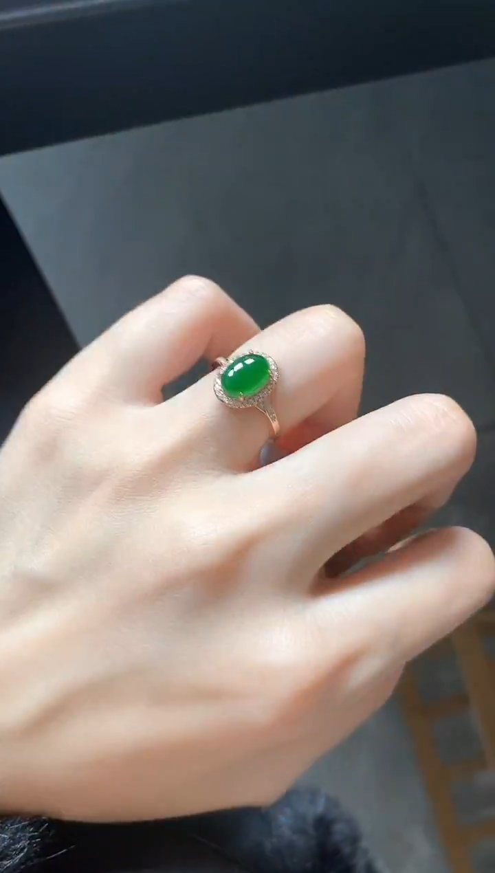 银S925镶嵌戒指翡翠5211