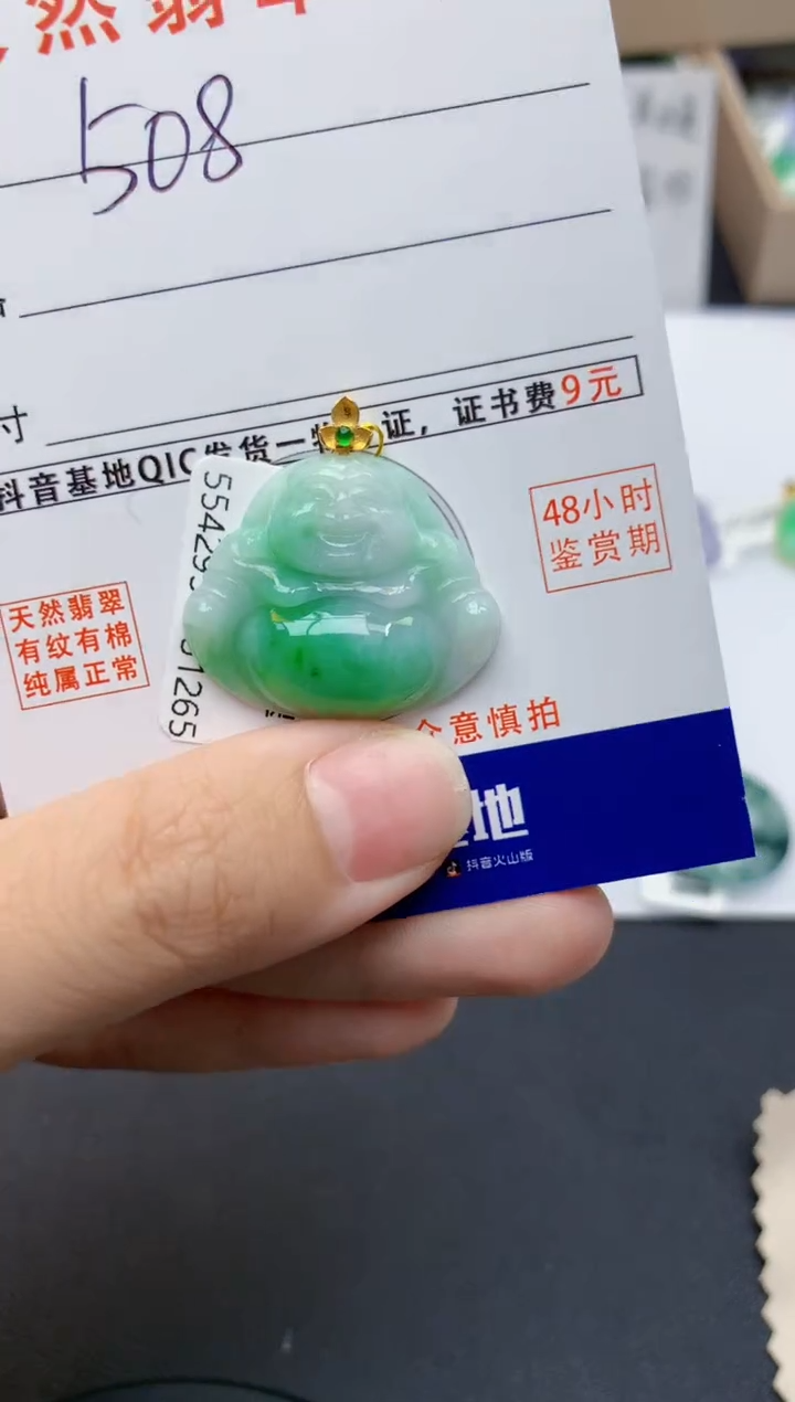 翡翠18K金镶嵌颈饰天然缅甸A货翡翠