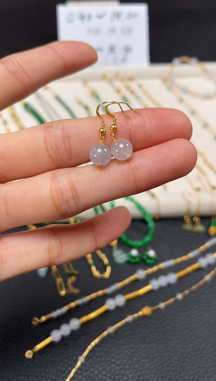 【闪购商品】翡翠耳饰18K金镶嵌多样性发货一对  JK131