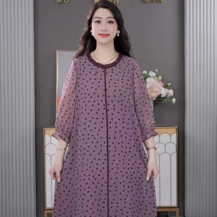 木棉林大码女装时尚休闲2025新款显瘦百搭宽松遮肚裙ZB6046七分袖