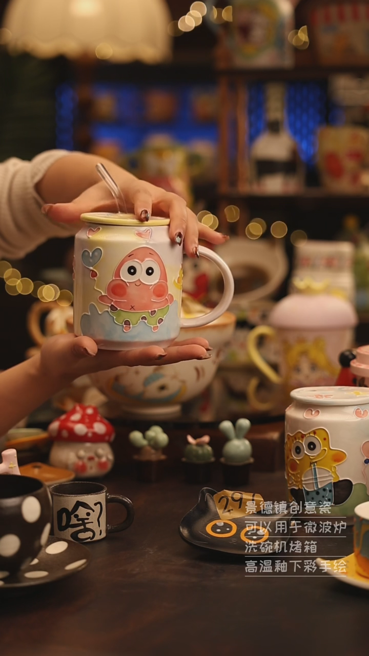 陶瓷景德镇可爱陶瓷釉下彩绘设计师款