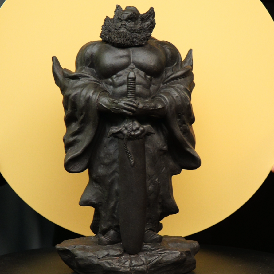 钟馗问天 泥塑摆件