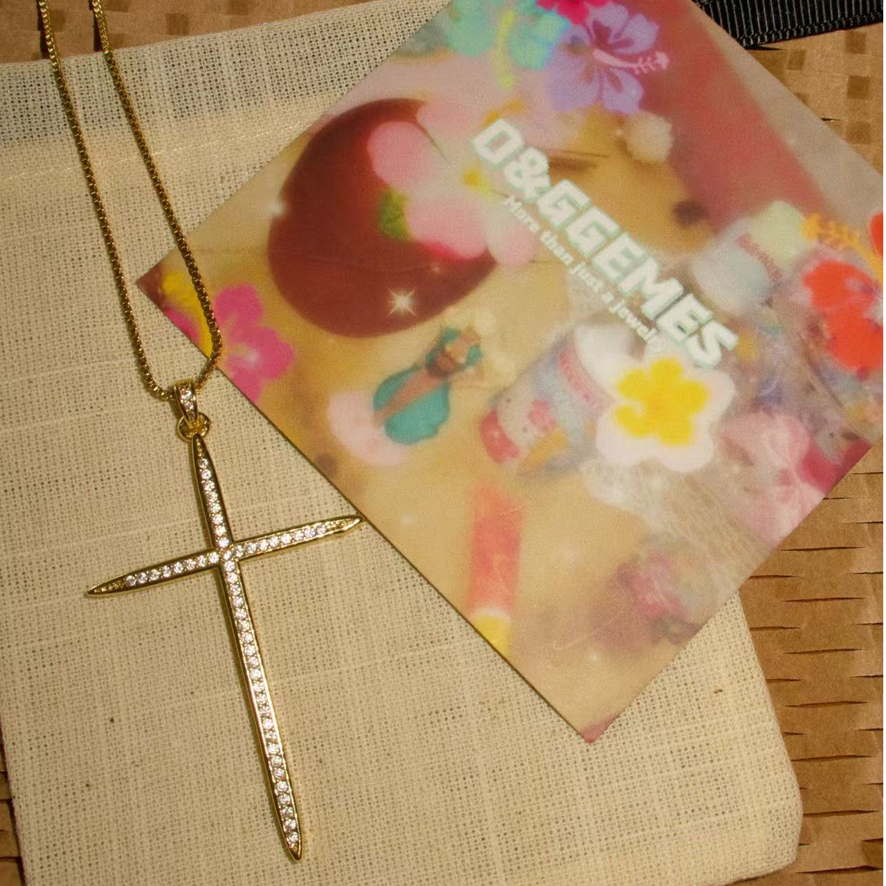 铜合金锆石项链 OGGEMS2025【fazo】锆石十字架铜合金项链