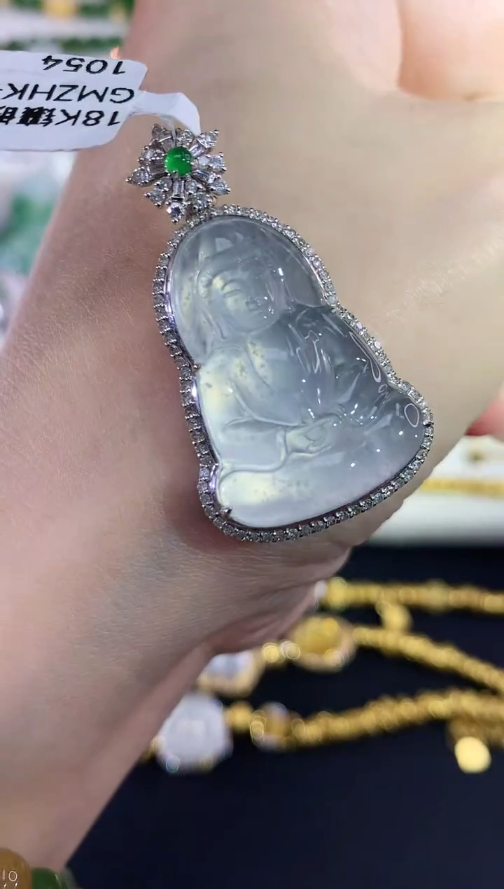 吊坠(不含链)18K金镶嵌翡翠238|