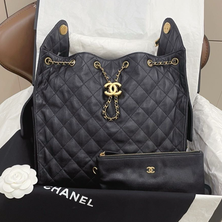99新 Chanel/香奈儿 黑金中号25bag /7SH39728