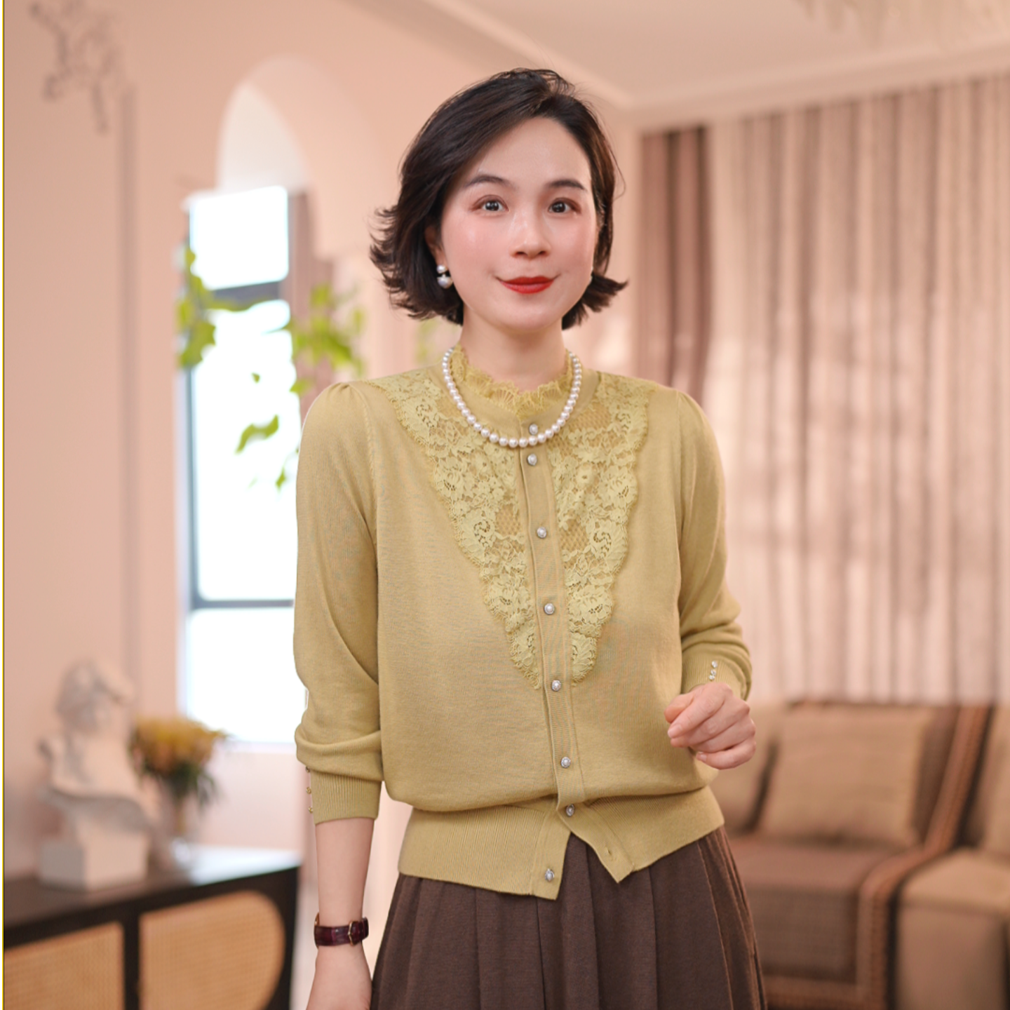 LVMU/吕木春秋针织开衫女通勤彩纱毛针织衫毛衣#GT8015