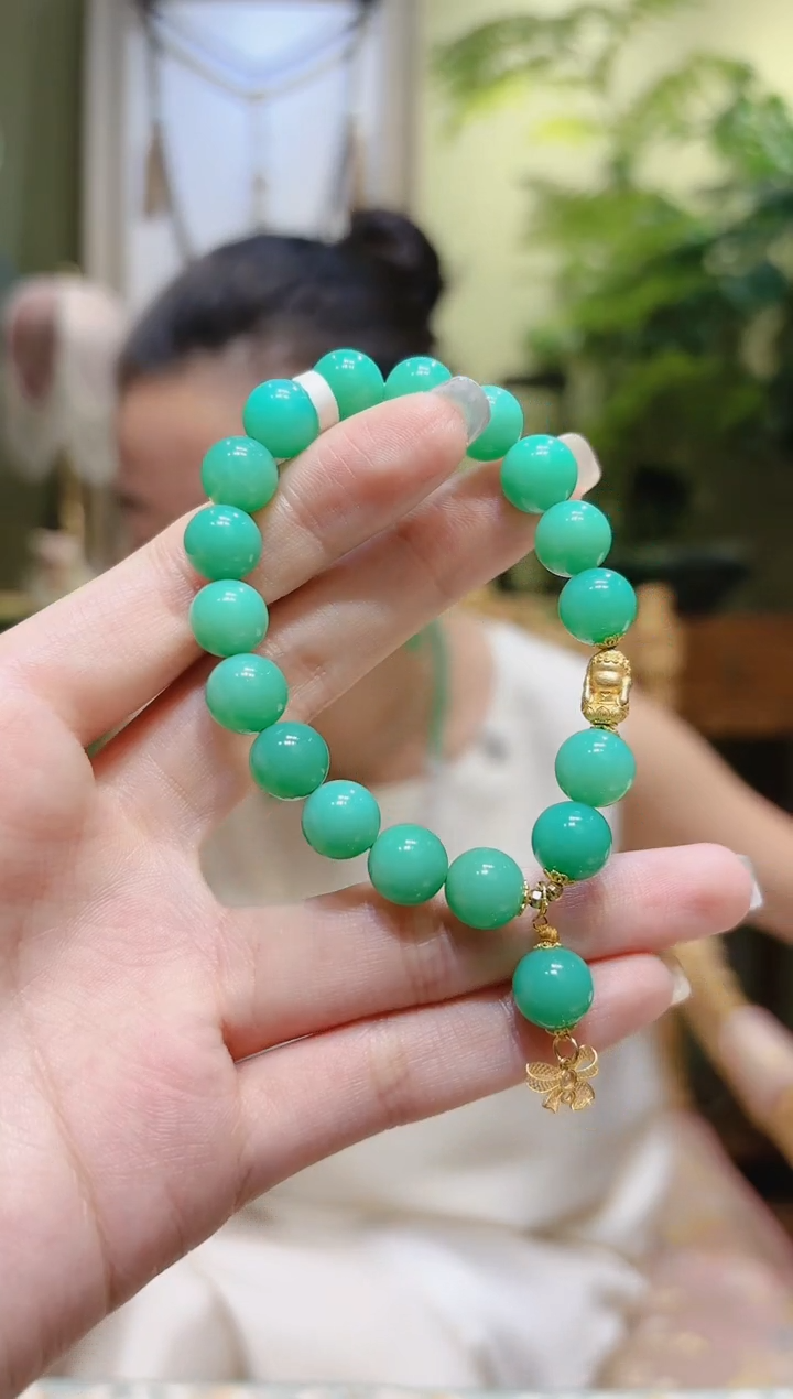 【闪购商品】玛瑙/玉髓手串18K金镶嵌单珠提溜澳玉手串2号