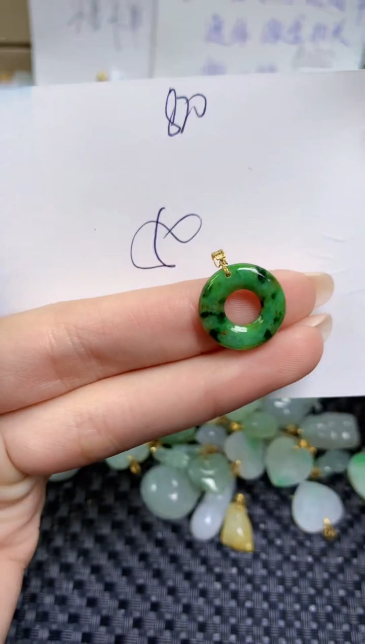 【闪购商品】翡翠颈饰18K金镶嵌天然缅甸A货翡翠