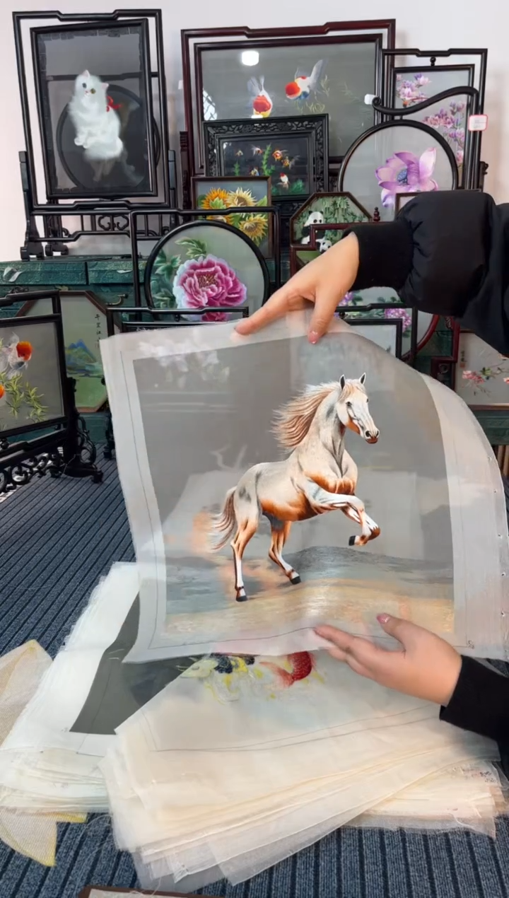 刺绣苏绣双面绣骏马