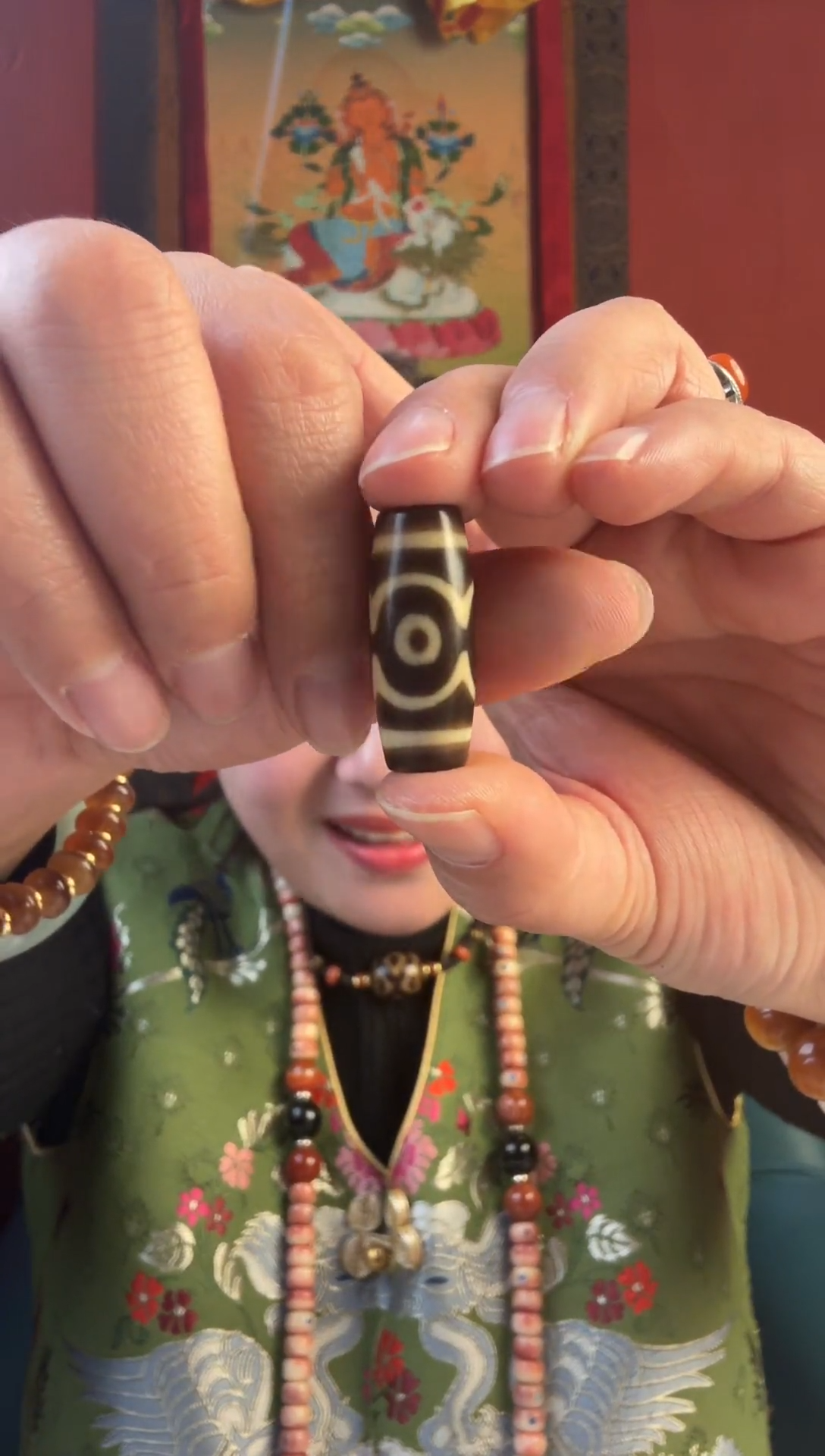 无非金属藏地黑白3眼古珠