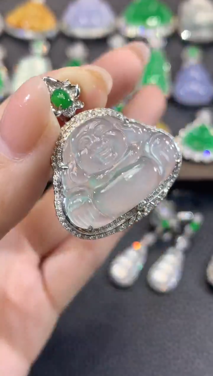 吊坠(不含链)18K金镶嵌翡翠C21翡翠