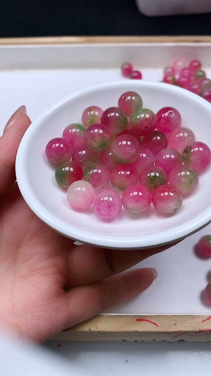 未镶嵌散珠碧玺M714 西瓜碧玺12mm8个9.9元