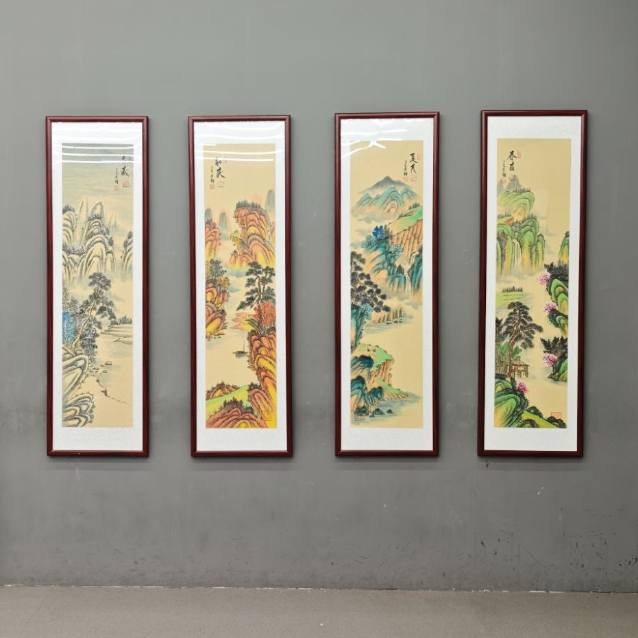 锦煌专属/李鲤手绘/春夏秋冬/画芯138x34.5/四尺对开