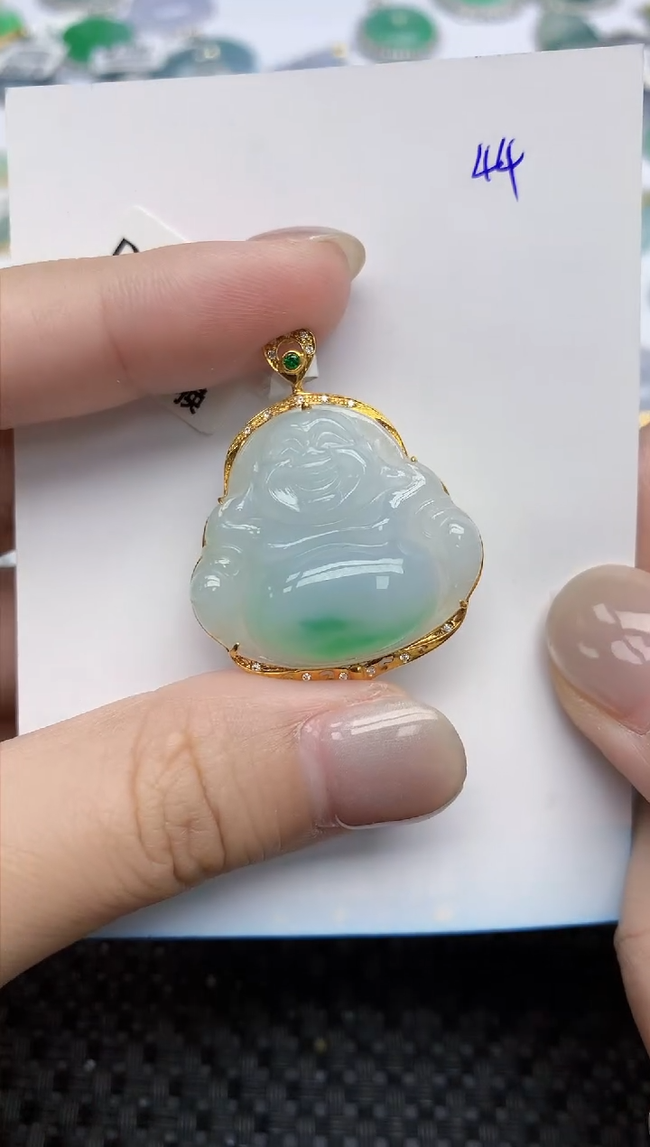 【闪购商品】翡翠颈饰18K金镶嵌天然翡翠A货