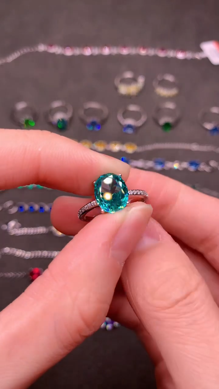 【闪购商品】帕拉依巴碧玺戒指银S925镶嵌······