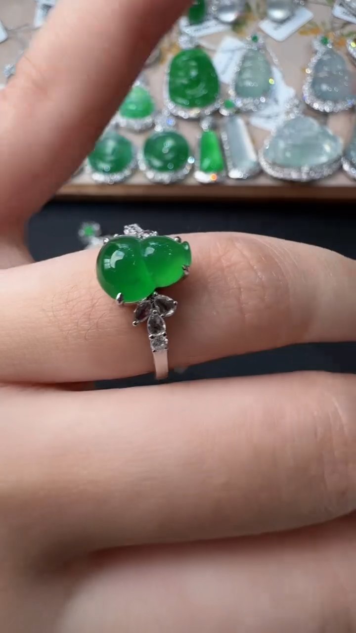【闪购商品】翡翠戒指18K金镶嵌戒指26