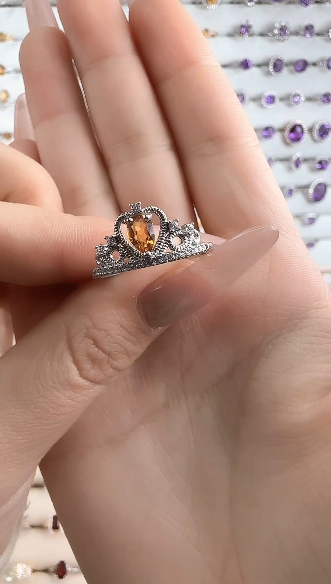 【闪购商品】黄晶戒指银S925镶嵌皇冠款-天然黄水晶戒指