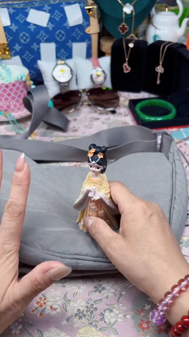 瓷片陶茶666文玩周边多人lulu灰色挎包