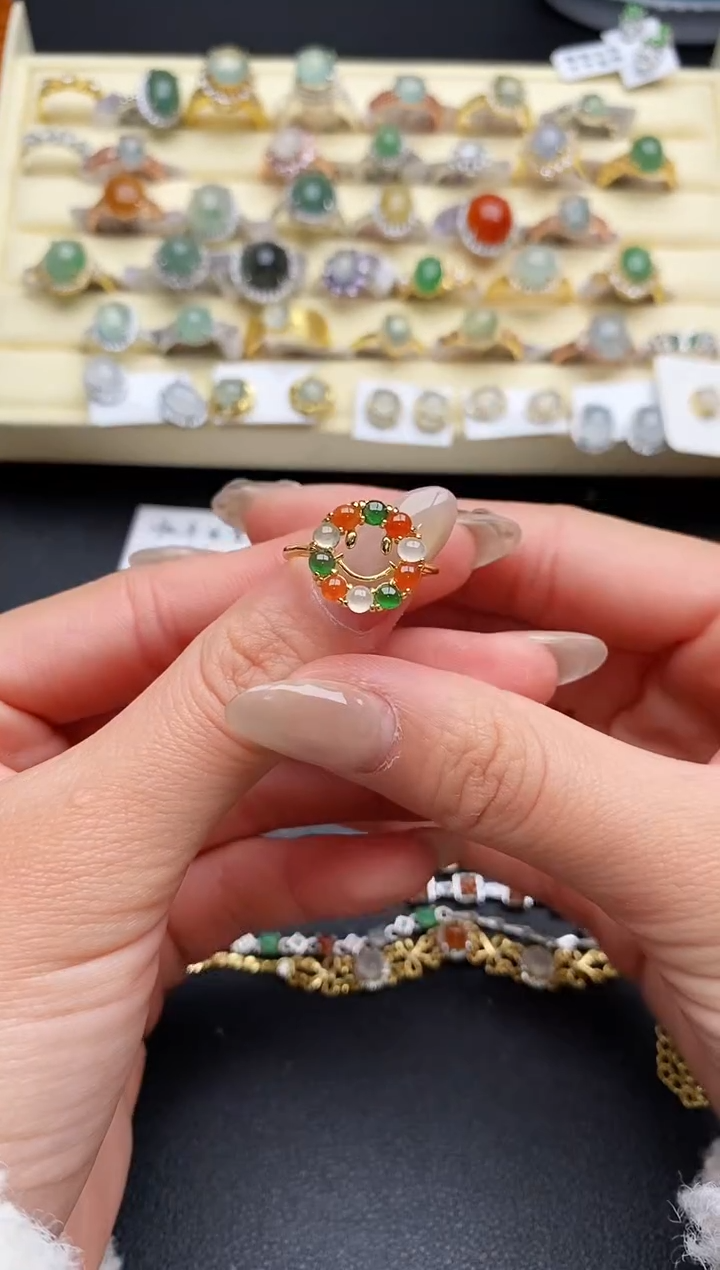 【闪购商品】翡翠戒指银S925镶嵌77777777+6