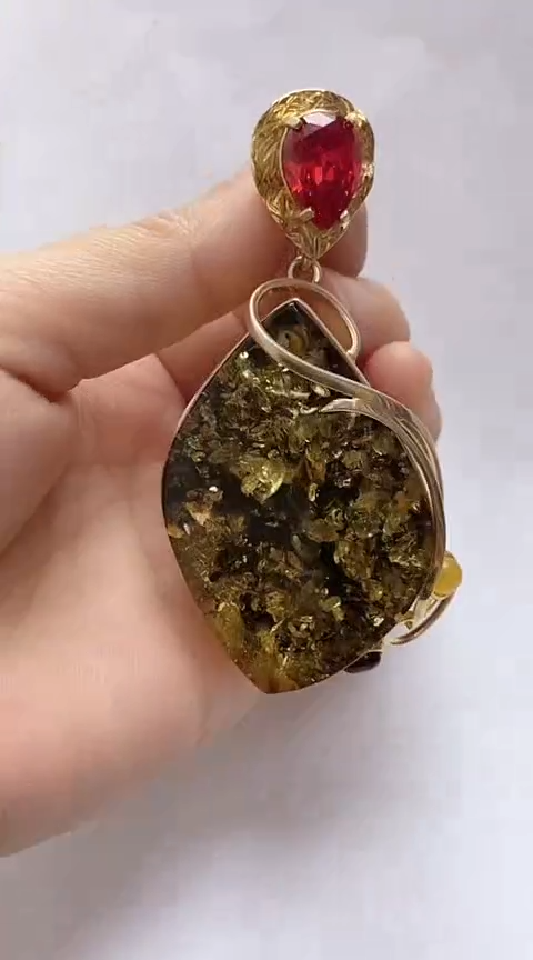 【闪购商品】琥珀裸石银S925镶嵌琥珀吊坠