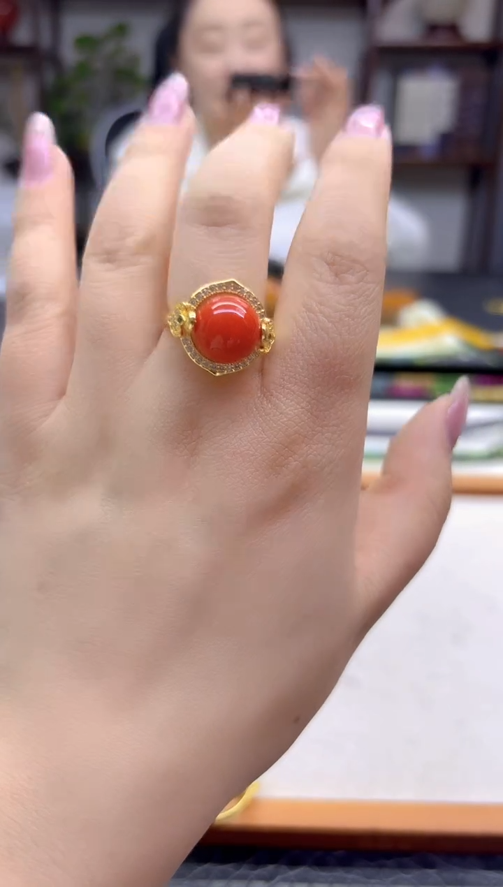 14K金镶嵌戒指翡翠DIY款J128