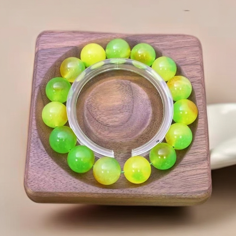 【佳玺貮店】缅甸产地天然玉石 100 黄加绿14mm