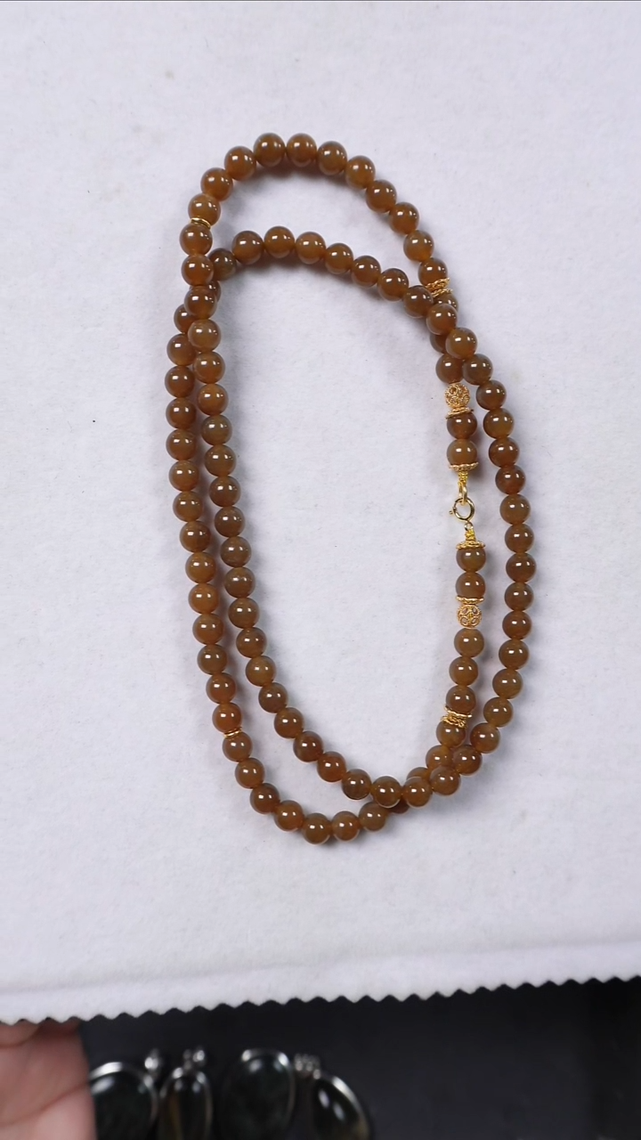 项链银S925镶嵌和田玉（糖玉）新疆且末糖项链