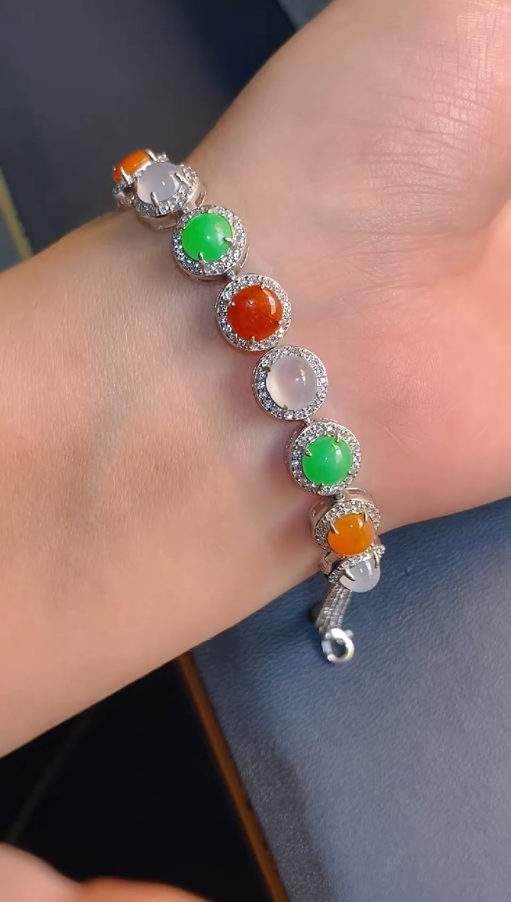 【闪购商品】翡翠耳饰银S925镶嵌天然A货翡翠1