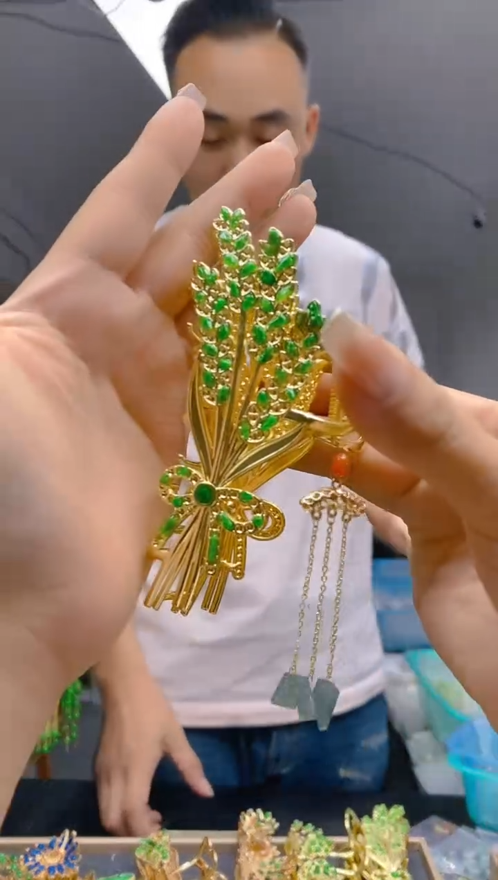 【闪购商品】翡翠耳饰合金386翡翠发簪