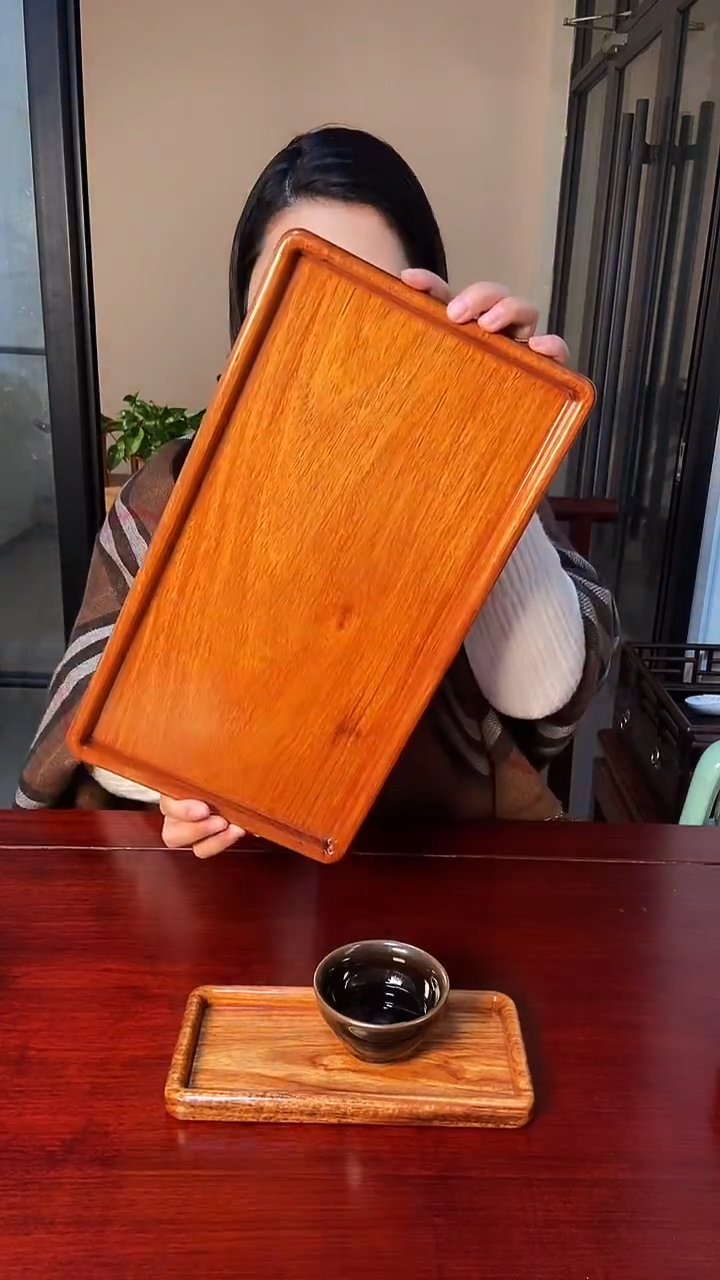 缅甸花梨（花梨木类）多功能盘大号整木直挖三拼纹