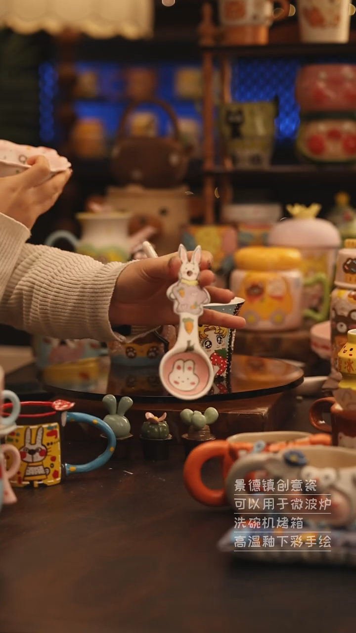 陶瓷景德镇可爱陶瓷釉下彩绘设计师款