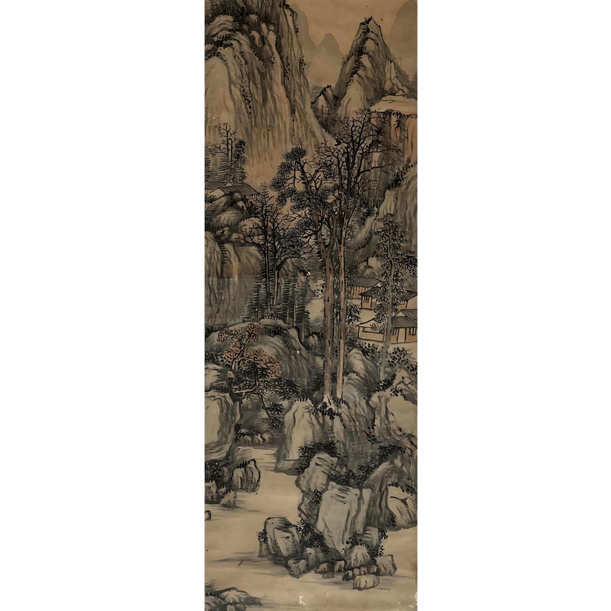 【辽拍美术】山水 V240222-1-42 （3.8平尺）纸本镜片 yy19t