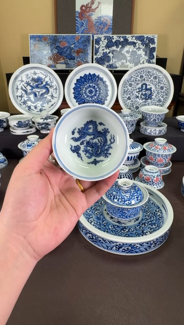 【闪购商品】瓷片羿器窑海水龙矮炉式杯