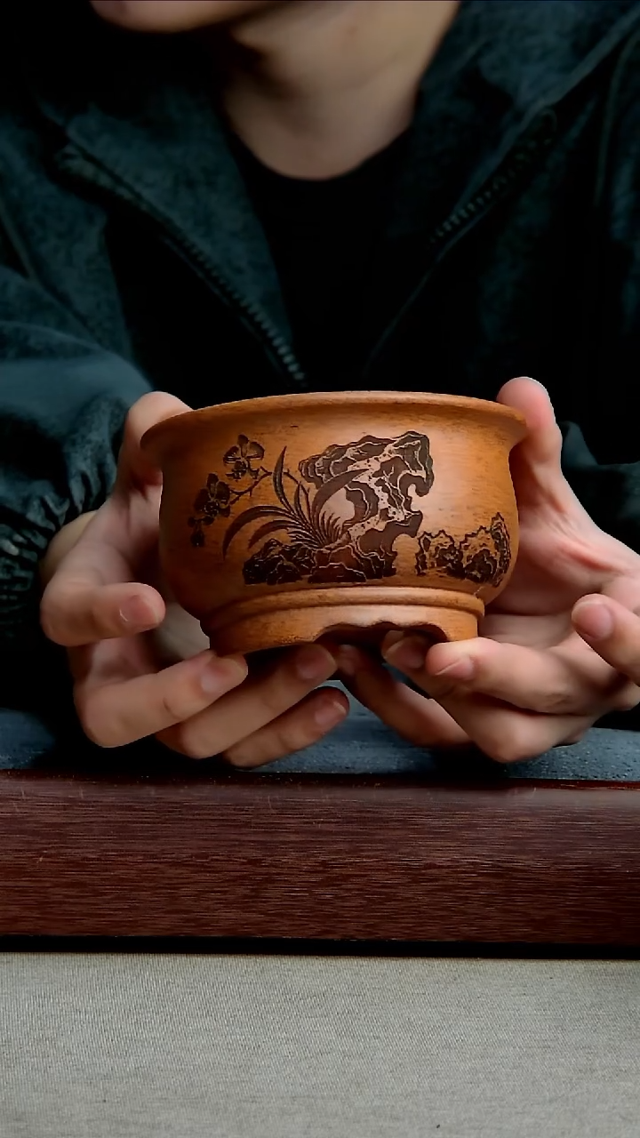 紫砂花盆9.5*6内径尺寸 石