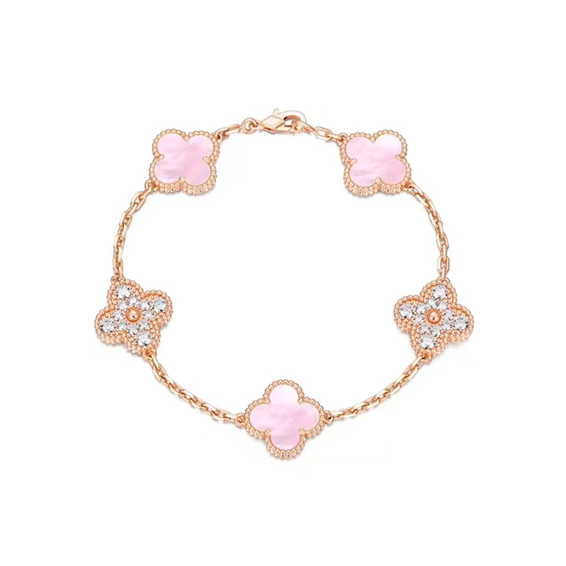 925银合成锆石手链 金粉间镶草草手链 ZF-C161