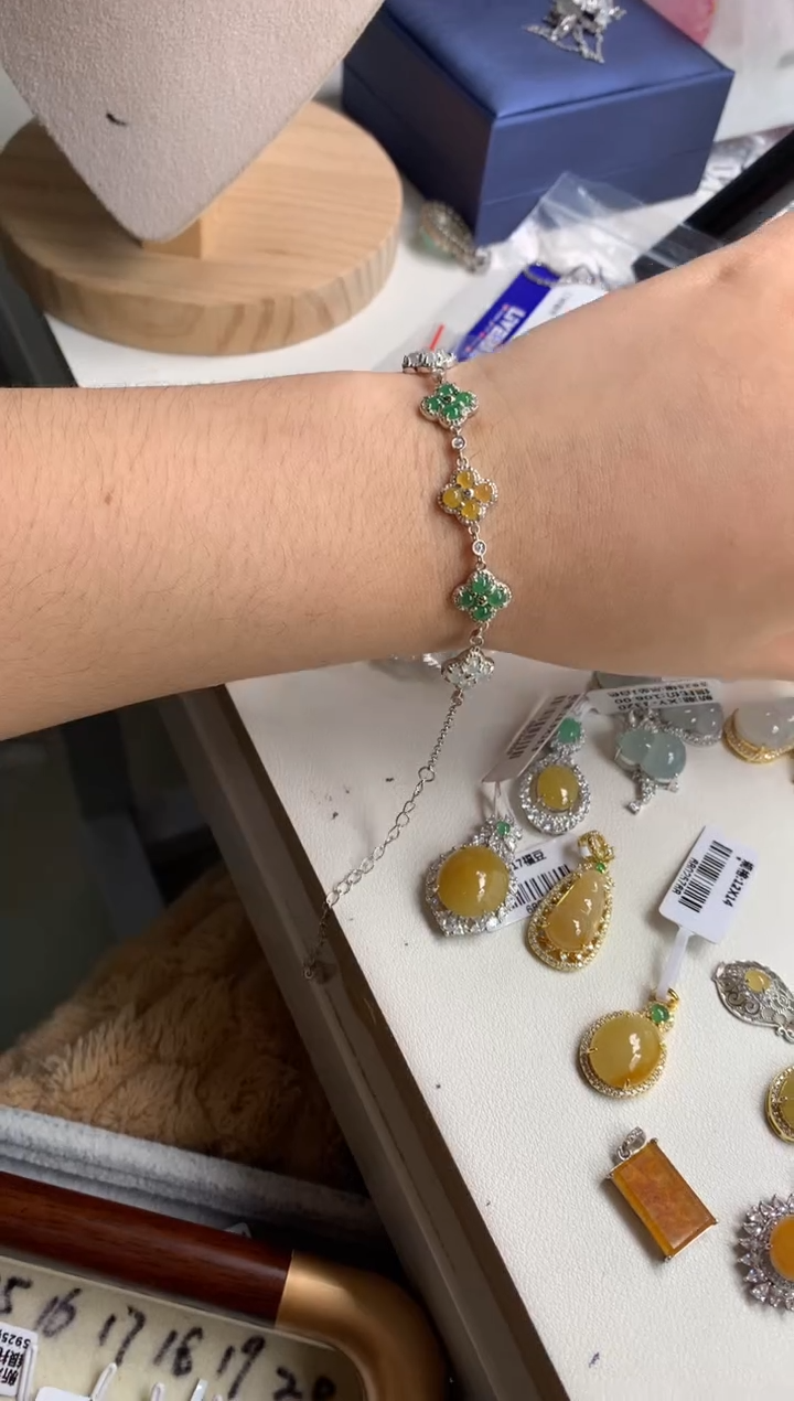 银S925镶嵌戒指翡翠手链3