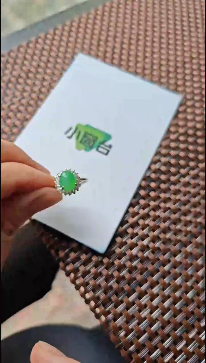 【闪购商品】翡翠戒指银S925镶嵌翡翠戒指S925银镶嵌