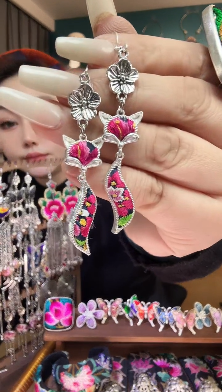 刺绣纯手工民族风刺绣耳环