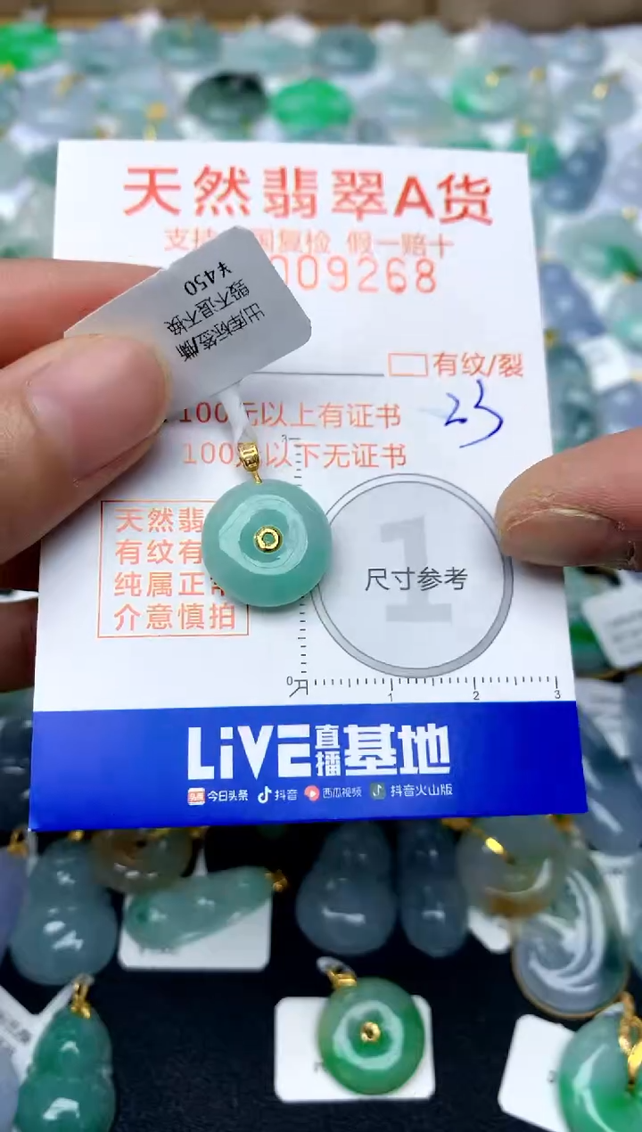 【闪购商品】翡翠颈饰18K金镶嵌23天然A货翡翠